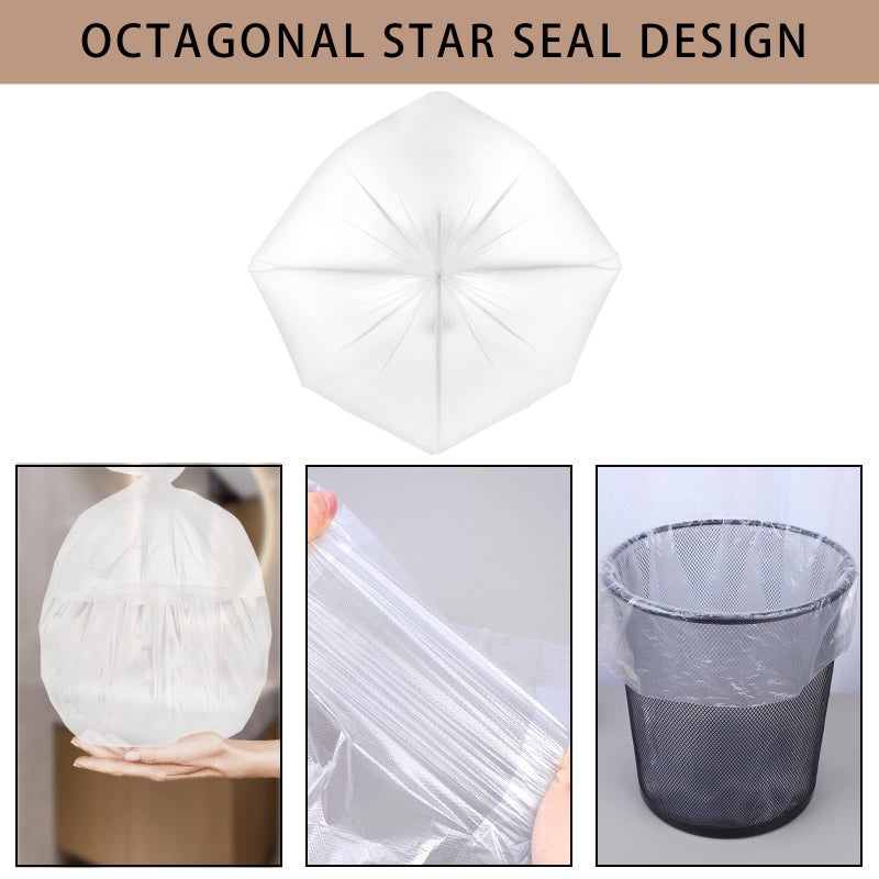 Tebery 300 Counts 8 Gallon Clear Small Garbage Bags Trash Bags, Wastebasket Bin Liners for Bathroom Bedroom Office Trash Can, 6 Rolls - Image 4